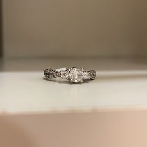 Clear Trio Gemstone Costume Jewelry Ring Size 8